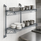 Thumbnail image #3 for Quantum WC34-CB1454GY Wall-Mounted Cantilever Double-Shelf Wire Shelving Unit, 54 x 14 x 34 Inches, Gray Epoxy Finish