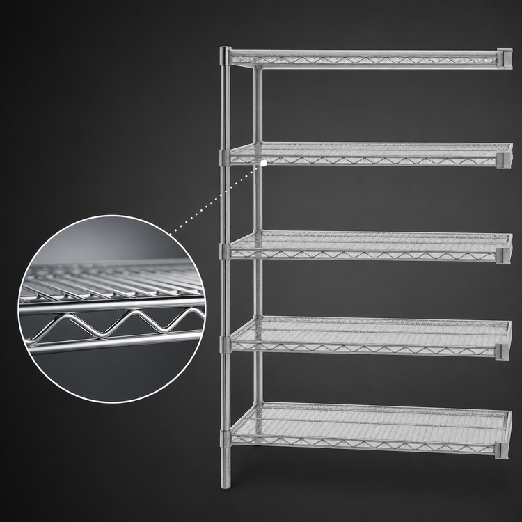 Product image #3 for Eagle Group 48"W x 24"D x 86"H Add-On 5-Tier Wire Shelving Unit, Chrome-Plated