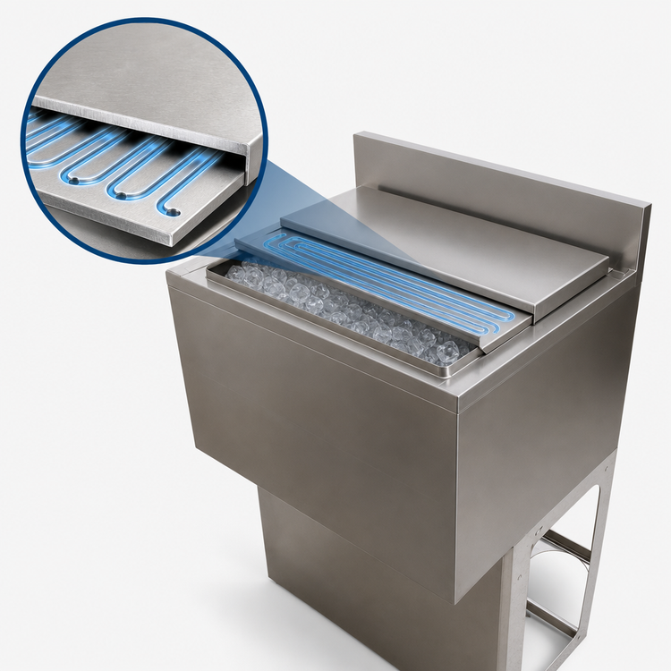 Product image #4 for BK Resources 30-Inch Underbar Insulated Ice Bin with 7-Circuit Aluminum Cold Plate, 80 lb Capacity