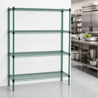 Thumbnail image #3 for Eagle Group EagleGard F2QA2-74-2472E Stationary Quad-Adjust 4-Tier Starter Wire Shelving Unit, Blue-Green Epoxy, 72"W x 24"D x 74"H