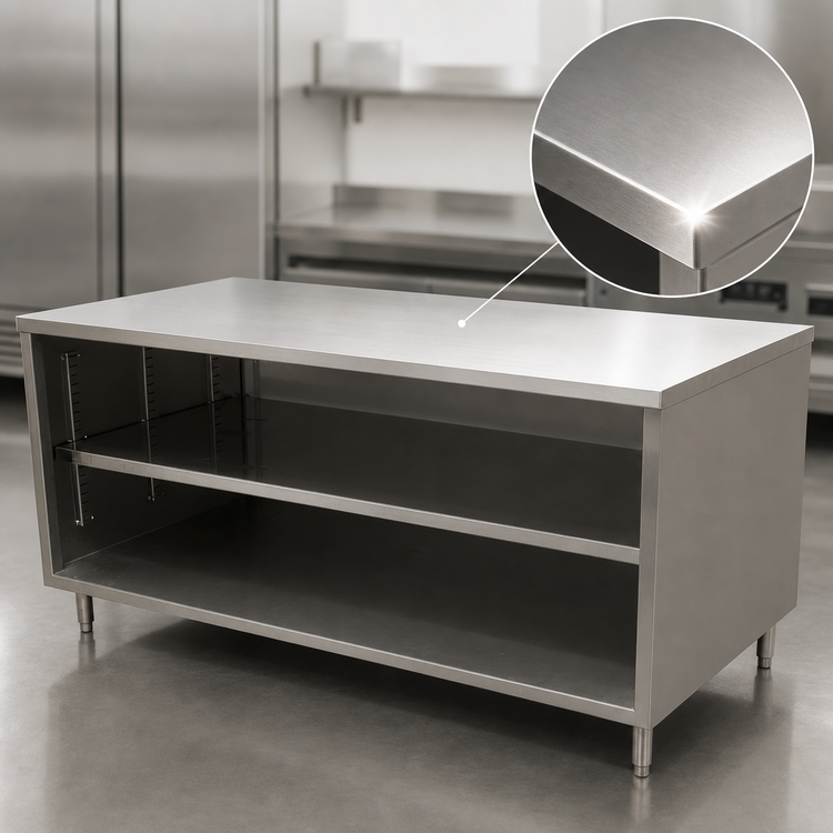 Product image #3 for BK Resources 72-Inch x 30-Inch Stainless Steel Chef Table with Open Front Cabinet Base