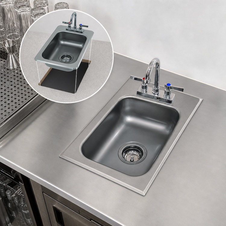 Product image #3 for Advance Tabco Drop-In Bar Hand Sink with Gooseneck Faucet, 1 Compartment, 13 x 19 Inch Overall