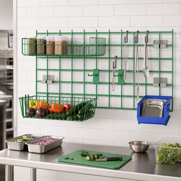 Product image #3 for Metro SmartWall Prep Area Accessory Kit for Mounted Shelving with Baskets, Shelf, Bin Holder and Hooks