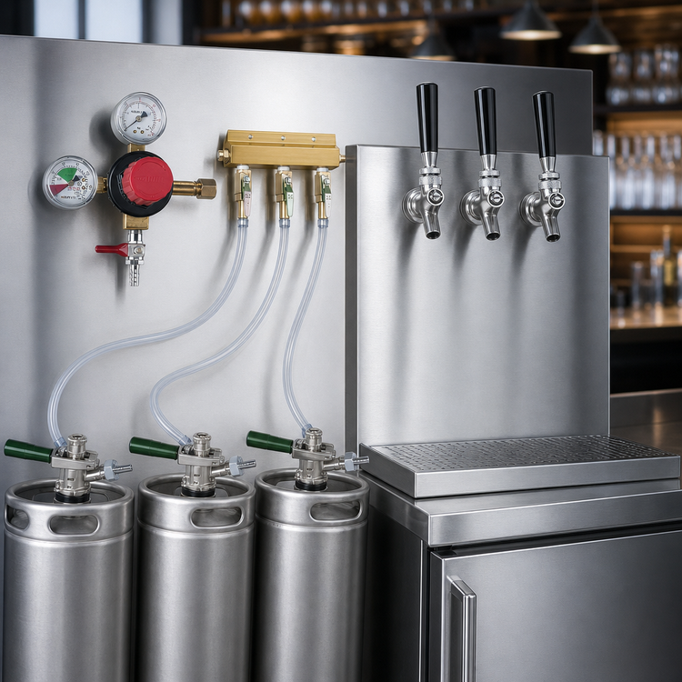 Product image #3 for 3-Faucet Draft Beer Kit with CO2 Regulator, Manifold, Air Lines, and Sankey Taps