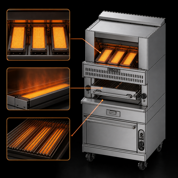 Product image #3 for Vulcan V Series Heavy Duty 36-Inch Gas Upright Broiler with Cabinet Base and Warming Oven