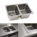 Thumbnail image #3 for Eagle Group SR16-19-13.5-2-ND 18-Gauge 304 Stainless Steel Self-Rimming Drop-In Sink, 2 Compartments, No Deck, 16 x 20 x 13-1/2 in Bowls