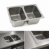 Thumbnail image #3 for Eagle Group Deep-Drawn Self-Rimming Drop-In Two-Compartment Sink with No Deck, 16 x 20 x 13-1/2 in Bowls