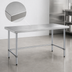 Thumbnail image #3 for Sapphire 72 Inch x 24 Inch 18 Gauge 430 Stainless Steel Flat Top Work Table with Open Base and Galvanized Legs
