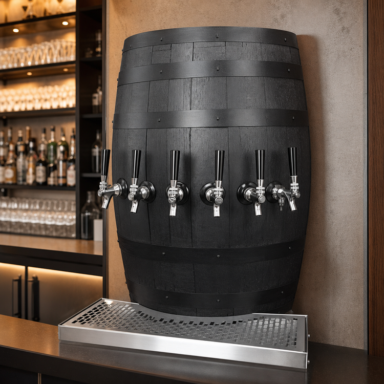 Product image #3 for Glastender Wood Barrel Wall-Mount Glycol-Cooled Draft Dispensing Tower with 6 Faucets