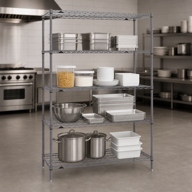 Product image #3 for Metro Super Erecta Stationary Wire Starter Shelving Unit, 72W x 21D x 74H, 4 Shelves, Metroseal Gray