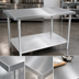 Thumbnail image #3 for John Boos Stallion 84 Inch x 36 Inch 14-Gauge Stainless Steel Flat Top Work Table with Stallion Safety Edge and Adjustable Undershelf