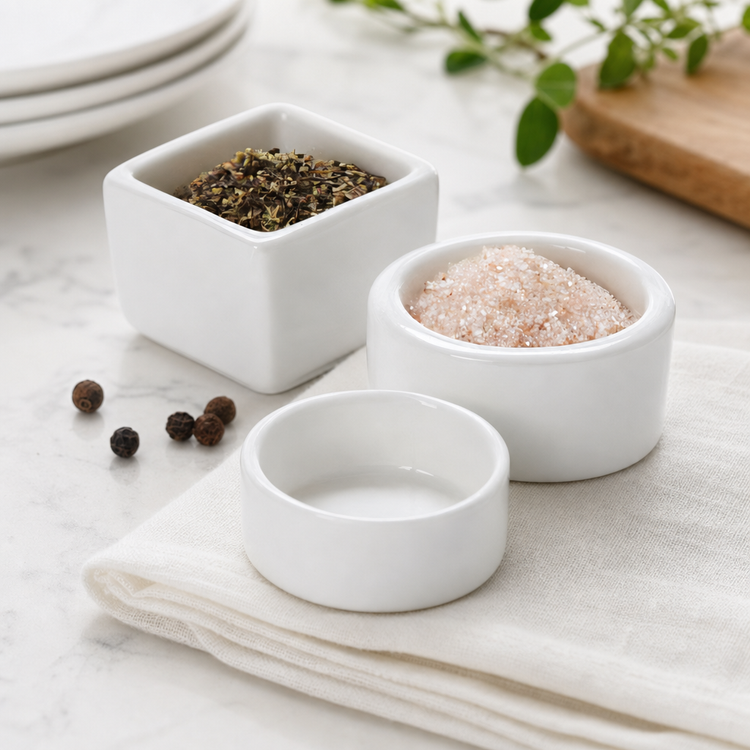 Product image #3 for American Metalcraft 1 oz Round Porcelain Salt & Pepper Dish