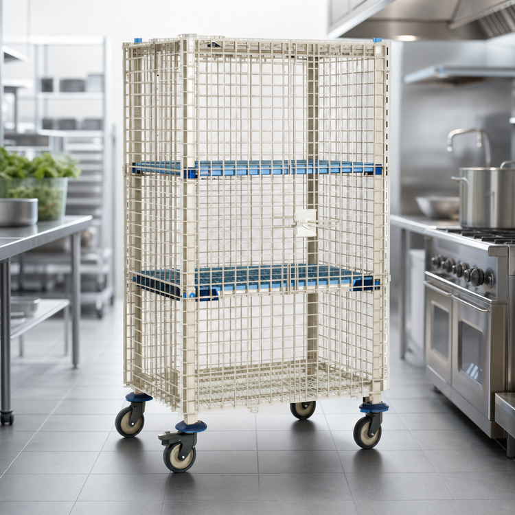 Product image #3 for MetroMax Q Mobile Wire Security Cage with Casters, 52-3/4" W x 27-13/16" D x 67-13/16" H, No Intermediate Shelves