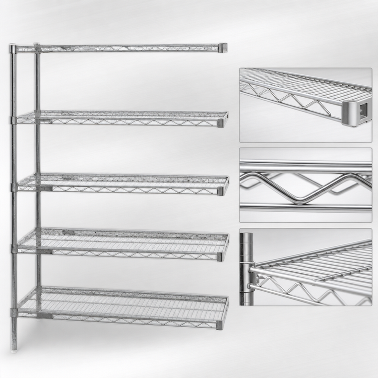 Product image #3 for Eagle Group 5-Tier Add-On Wire Shelving Unit, 60 x 21 x 86 Inches, Stainless Steel Finish