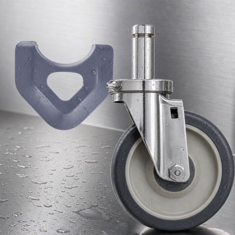 Product image #3 for MetroMax 5-Inch Cart-Washable Swivel Stem Caster with Flat Polyurethane Tread, Type 304 Stainless Steel, 300 lb Capacity