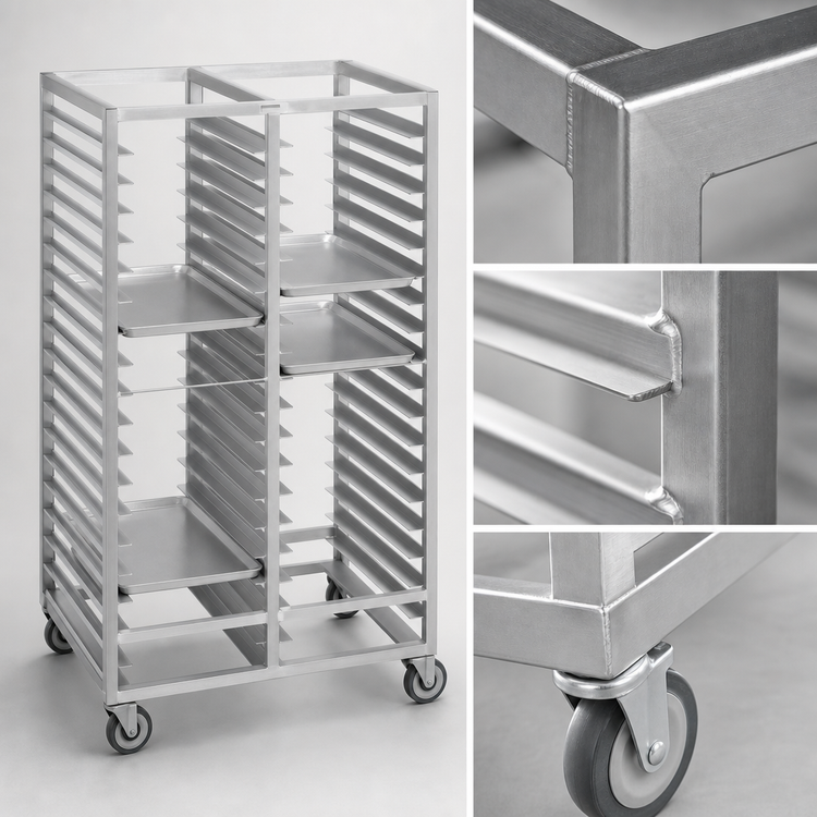 Product image #3 for Channel Manufacturing Standard Series Aluminum Double Section Cafeteria Tray Rack for 14 x 18 Trays, 36 Inch Height