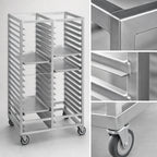 Thumbnail image #3 for Channel Manufacturing 457A3 Double-Section Aluminum Cafeteria Tray Rack, Side-Load, 36-Tray Capacity, for 14 x 18-Inch Trays