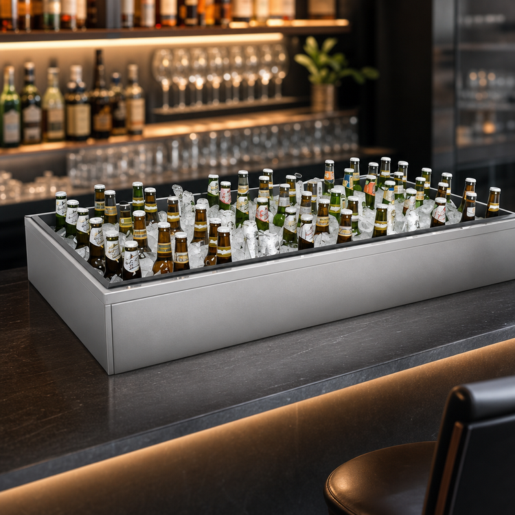 Product image #3 for Glastender Back Bar Ice Display Unit for Bottled Beverages, 60 Inch W x 18 Inch D, Stainless Steel
