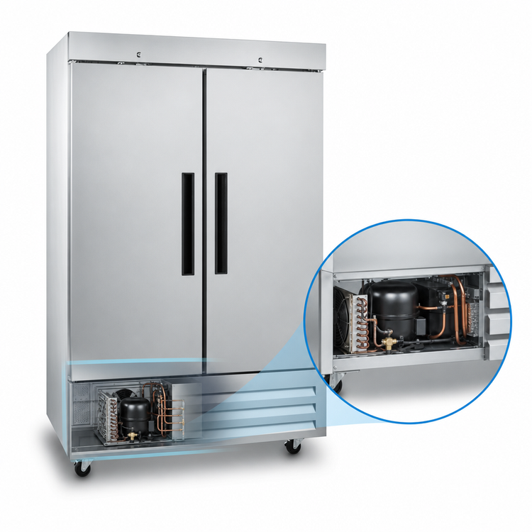 Product image #3 for Traulsen Centerline CLBM-49F-FS-LR Two-Section Reach-In Freezer, 43.88 Cu. Ft., Bottom-Mount, Full-Height Solid Doors