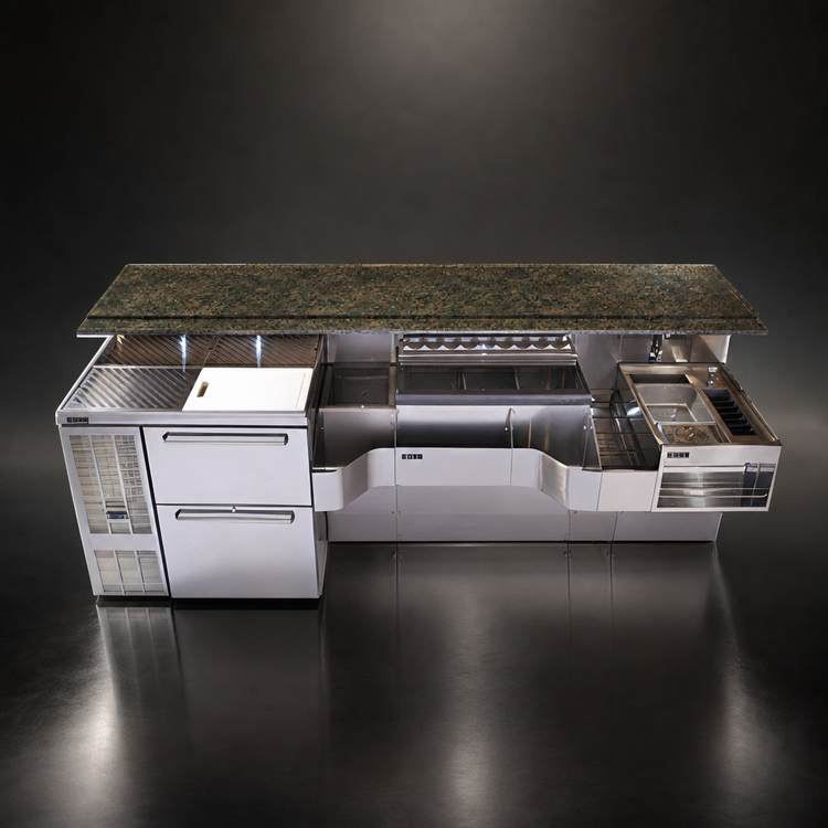 Product image #4 for Perlick Tobin Ellis Signature 68-Inch Pre-Configured Bartender Station with Soda Manifold and Utility Sink