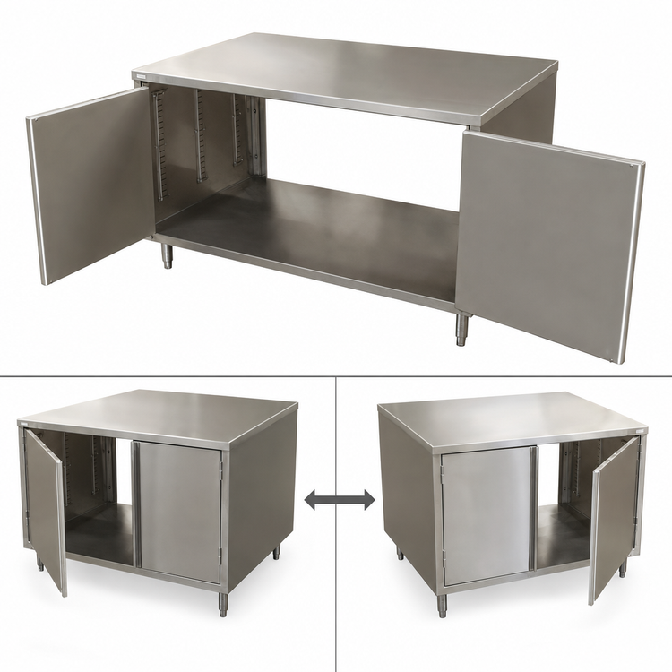 Product image #3 for BK Resources Dual-Access Enclosed Chef Table with Cabinet Base and Hinged Doors, 48 x 30 Inches