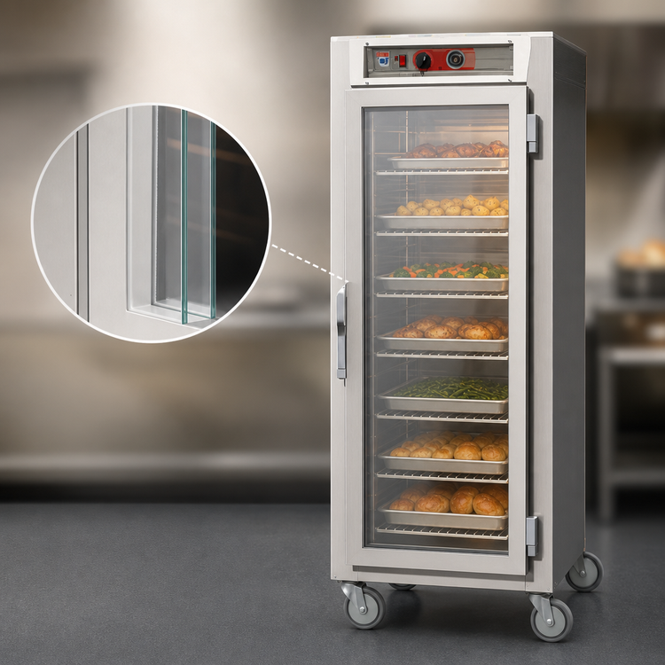 Product image #3 for Metro C5 6 Series Full Height Mobile Heated Holding Cabinet with Clear Glass Doors and Universal Wire Slides