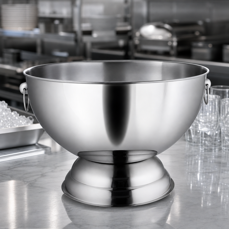 Product image #3 for Winco Stainless Steel 3-1/2 Gallon Tapered Punch Bowl with Ring Handles and Footed Base