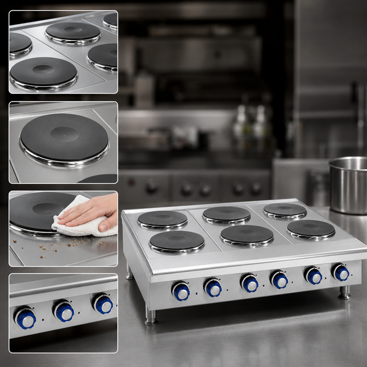 Product image #3 for Imperial 24-Inch Electric Countertop Hot Plate with Solid Top and 4 Round Plate Elements