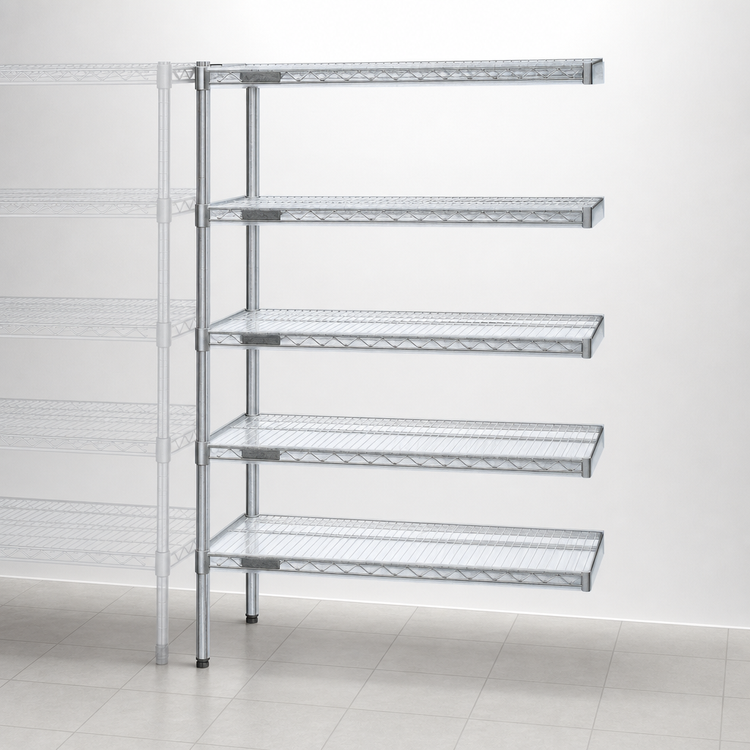 Product image #3 for Eagle Group Valu-Master 5-Tier Add-On Wire Shelving Unit, 60 x 21 x 86 Inches