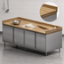 Thumbnail image #3 for BK Resources 96 Inch x 30 Inch Chef Table with Cabinet Base, Hinged Doors, and Hard Maple Bakers Top