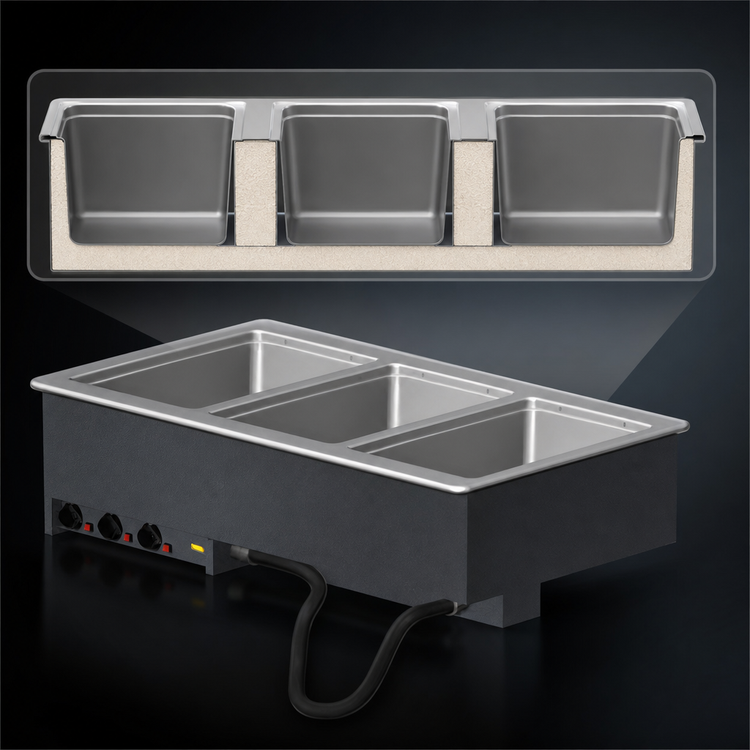 Product image #3 for Vollrath Three-Well Electric Hot Food Well Drop-In for 12 x 20 Pans, Wet Operation
