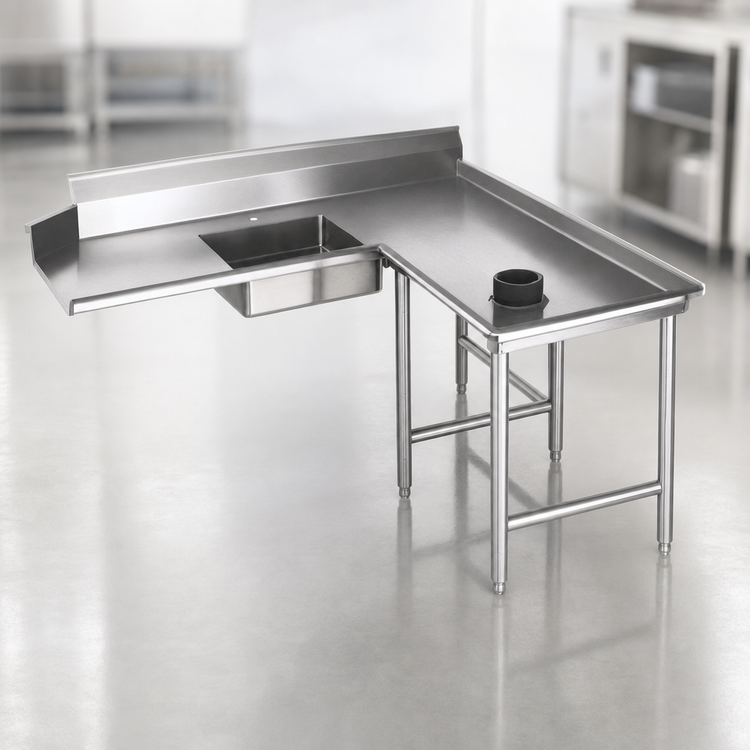 Product image #3 for Eagle Group Right-Hand Island Soiled Dishtable, 120-Inch Machine-to-Corner x 60-Inch Corner-to-End, 16/430 Stainless Steel