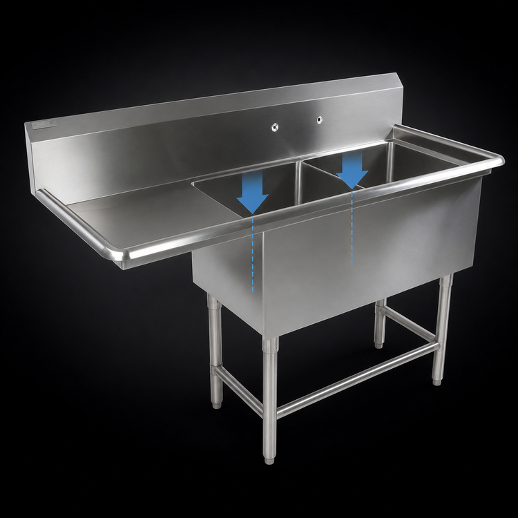 Product image #3 for John Boos Pro-Bowl 2-Compartment Stainless Steel Sink with 30-Inch Left Drainboard