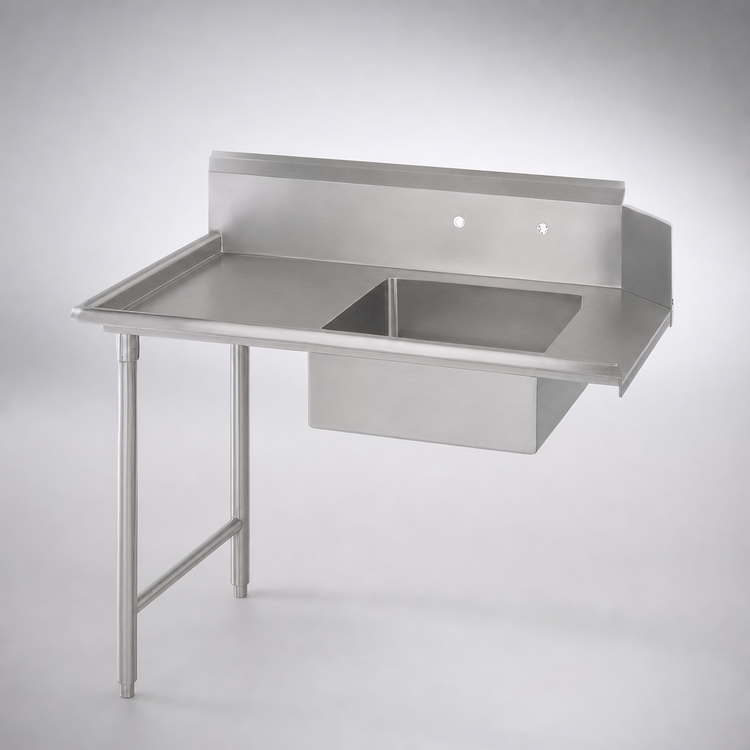 Product image #3 for John Boos Pro-Bowl 108-Inch Straight Soiled Dishtable with Left-to-Right 20 x 20 x 8 Pre-Rinse Bowl