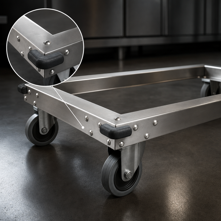 Product image #3 for Metro Made-To-Order 48 x 18 Inch Stainless Steel Truck Dolly Frame with Wraparound Bumper