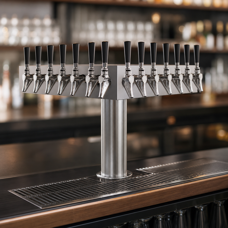 Product image #3 for Krowne Double-Sided T-Head Glycol-Cooled Beer Tower, 16 Faucets, 24-Inch Overall Length