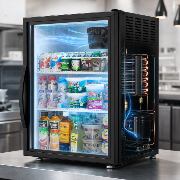 Product image #4 for True Countertop Glass Door Merchandiser Refrigerator, 1 Door, 2 Shelves, Black Exterior