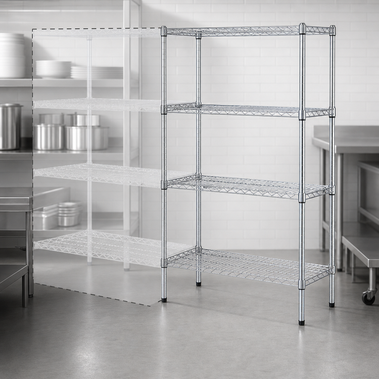 Product image #3 for Metro Super Erecta Chrome Plated Stationary Starter Wire Shelving Unit, 30"W x 18"D x 63"H, 4 Shelves