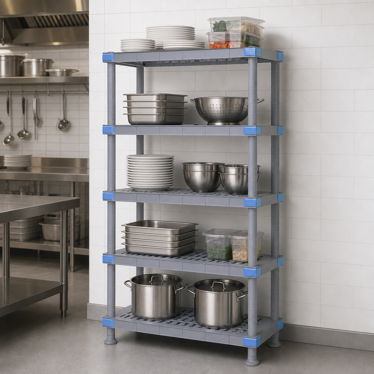Product image #3 for Millenia 24 Inch Wide x 18 Inch Deep x 50 Inch High Gray Polymer Shelving Starter Unit with 5 Shelves