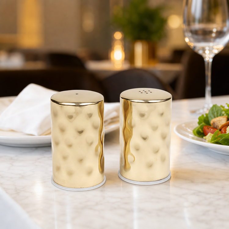 Product image #3 for American Metalcraft Gold Hammered Stainless Steel Salt & Pepper Shaker Set, 2 oz.