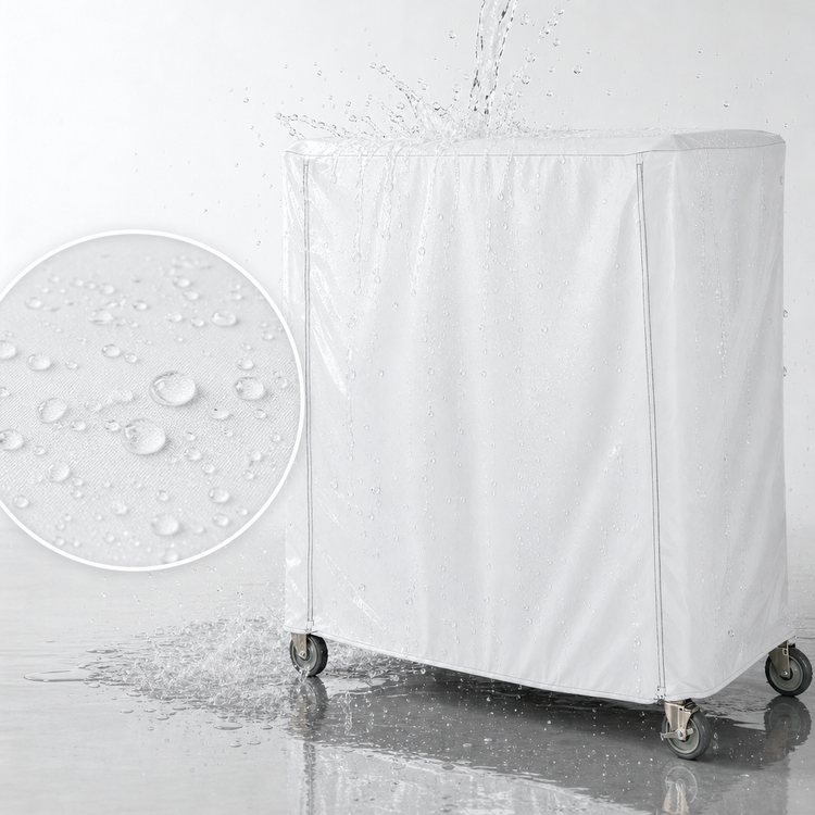Product image #3 for Metro Waterproof Vinyl-Nylon Coated Cart Cover for Queen Mary & Banquet Carts, 36 x 24 x 54 Inches, White