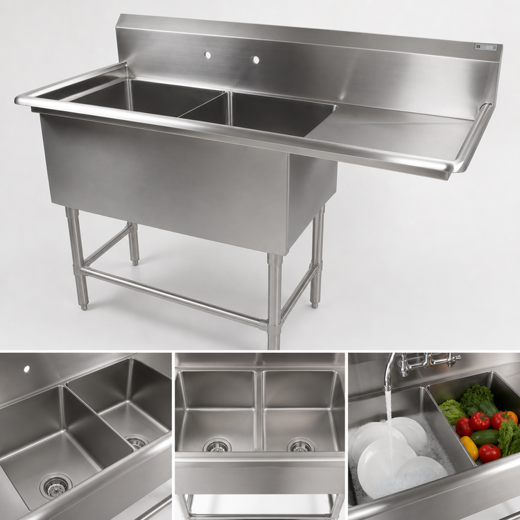 Product image #3 for John Boos Pro-Bowl 2-Compartment Stainless Steel Sink with Right Drainboard