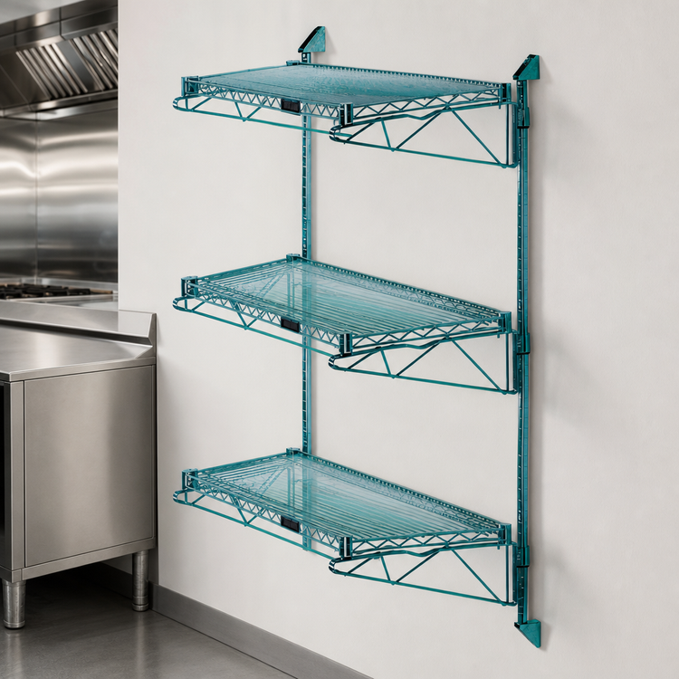 Product image #3 for Quantum 3-Shelf Wall-Mount Cantilever Wire Shelf Starter Unit