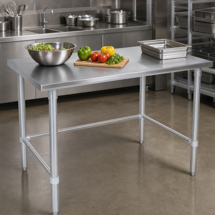 Product image #3 for John Boos Stallion 60 Inch x 24 Inch 16 Gauge 300 Series Stainless Steel Flat Top Work Table with Safety Edge