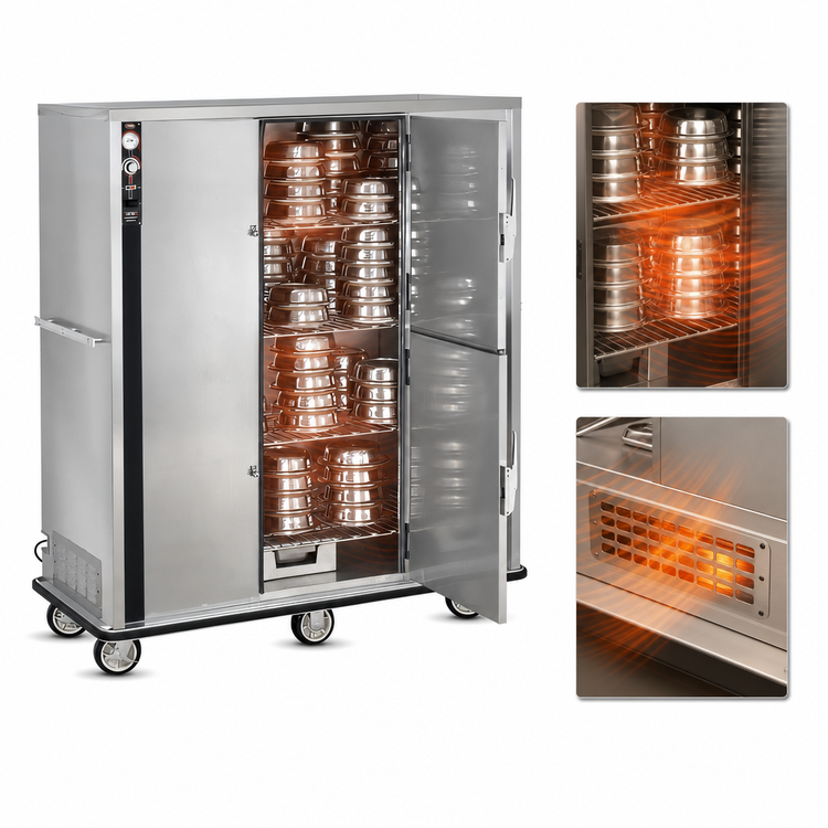 Product image #4 for FWE P-Series P-200-XL Mobile Insulated Banquet Cart Holding Cabinet with Double Dutch Doors, 160-200 Covered Plate Capacity