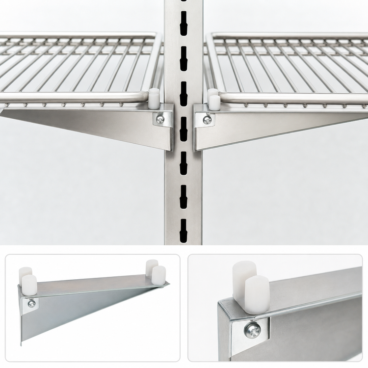 Product image #3 for Eagle Group 18 Inch Double Knob Stainless Steel Shelf Bracket for Cantilevered Shelving