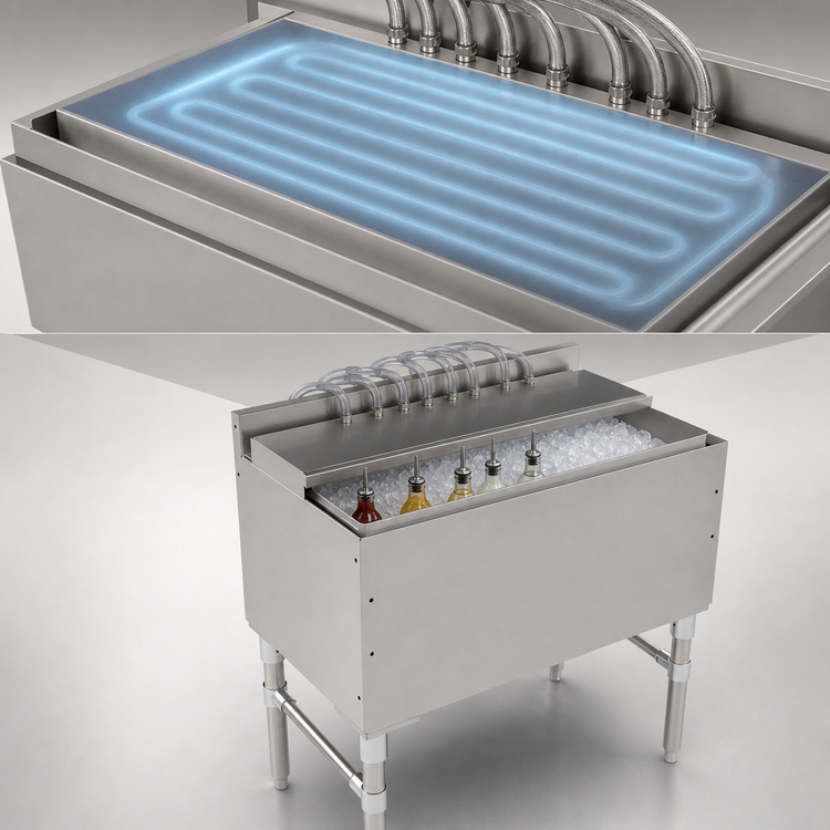 Product image #3 for John Boos Slim-Line 30-Inch Underbar Ice Bin/Cocktail Unit with 7-Circuit Cold Plate