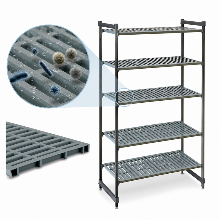 Product image #3 for Cambro Camshelving Basics Plus 5-Tier Vented Stationary Starter Unit, 54W x 24D x 72H, Brushed Graphite