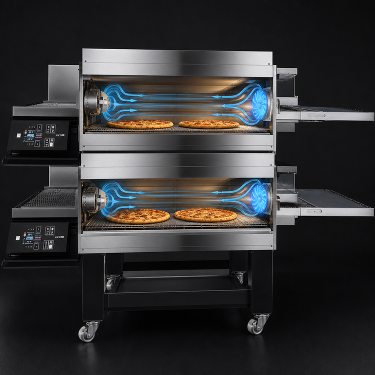 Product image #3 for Moretti Forni TT96E2S 2-Deck Electric Conveyor Pizza Oven