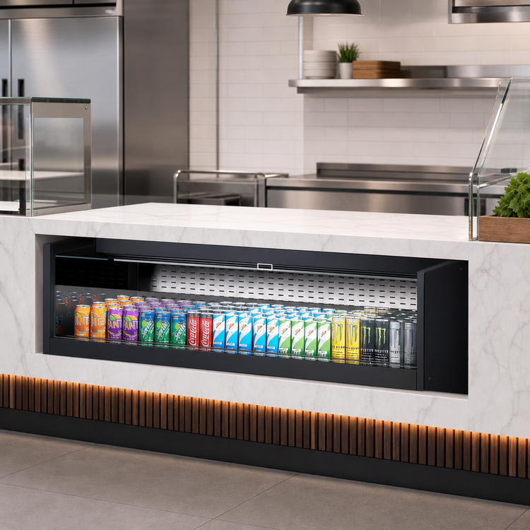 Product image #4 for Turbo Air TOM-60UC-W(B)-N 60-Inch Low Profile Drop-In Horizontal Open Refrigerated Display Case, 8.6 Cu. Ft., R290